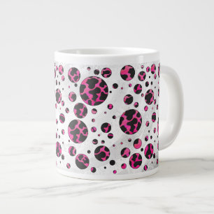 Tasse Géante Vache à pois Imprimé rose vif et noir