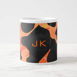 Tasse Géante Vache Monogramme Imprimé Noir et Orange