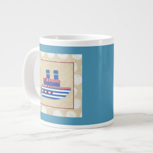 Tasse Géante Vapeur à hélice et cheminées bleues