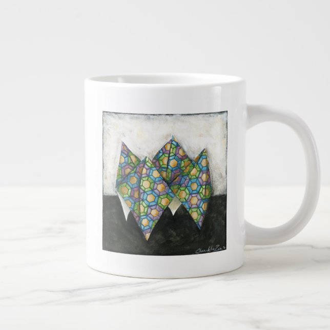 Tasse Géante Vendeur Origami Fortune sur papier géométrique (Droite)