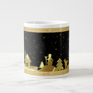 Tasse Géante Village de Noël Noir Et Or
