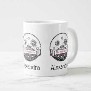 Tasse Géante Vintage Sun Moon Stars Océan Planète Terre Dessin