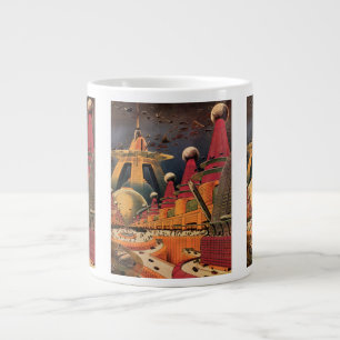 Tasse Géante Voiture volant vintage de science fiction futurist