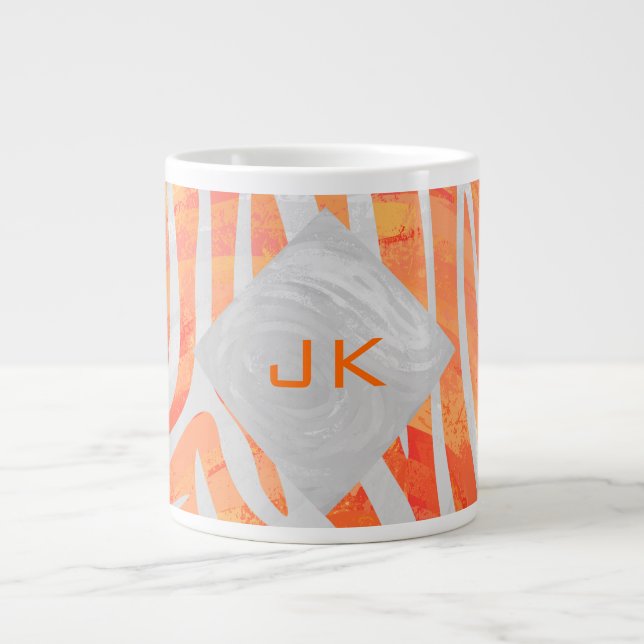 Tasse Géante Zebra Monogram orange et blanc (Devant)