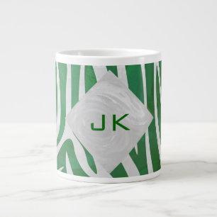 Tasse Géante Zebra Monogramme Vert et Blanc Impression