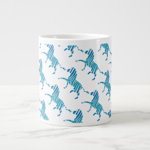 Tasse Géante Zebra Silhouette Bleu et Blanc