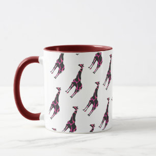 Tasse Giraffe Rose chaud et Silhouette noire