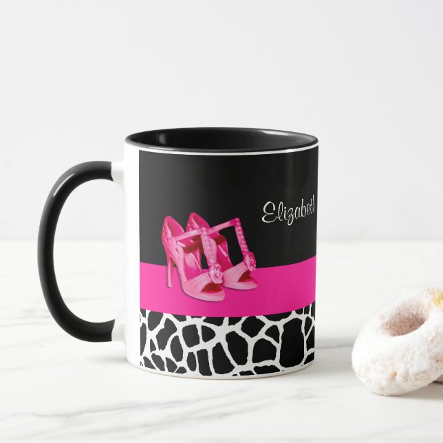Tasse Girly Giraffe Imprimer Cute rose Pompes Chaussures (Avec donut)