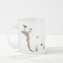 Tasse givré translucide Chat qui va à la pêche