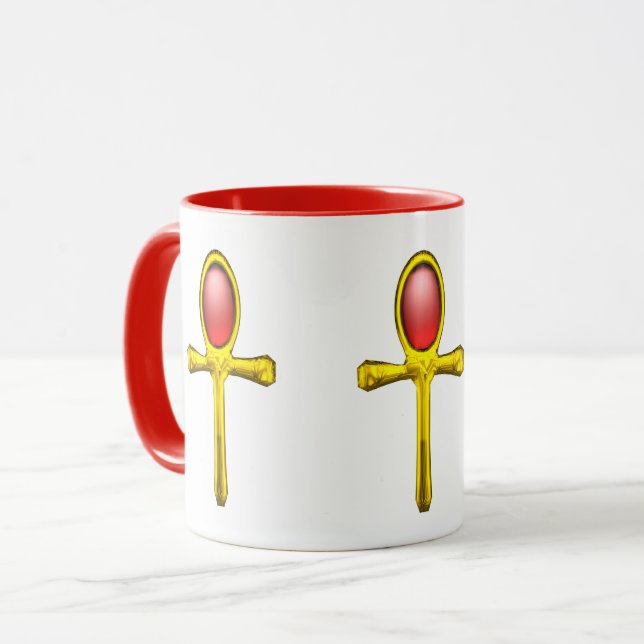 Tasse GOLD ANKH, RED TALISMAN EGYPTIAN JEWEL White (Devant gauche)