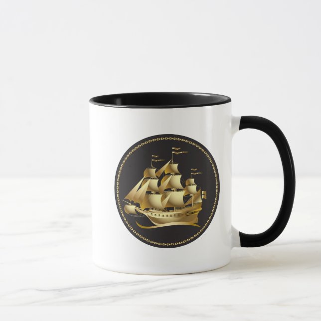 Tasse Gold Sailboat Nautical (Droite)