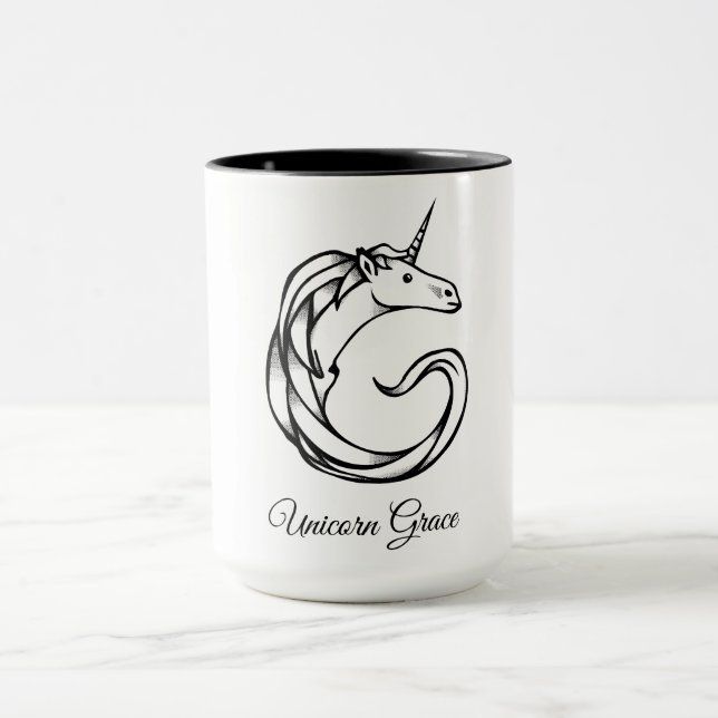 Tasse Grâce mignonne magique de licorne du monogramme G (Centre)