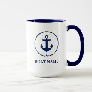 Tasse Grand bleu de bateau de nom de corde nautique
