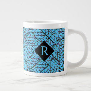 TASSE GRANDE MAILLE ARGYLE BLEUE + Initiale II