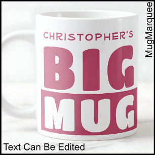 Tasse grande rose à deux tons avec texte de nom pe