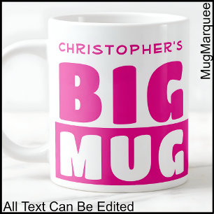 Tasse grande rose deux tons avec texte de nom pers