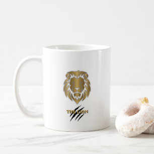Tasse graphique Lion Or & Noir