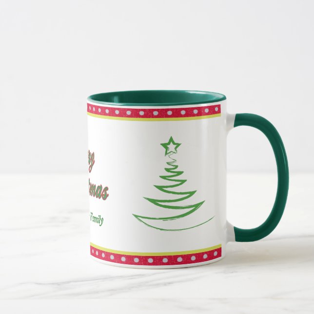 Tasse Green Tree Joyeuse famille de Noël (Droite)