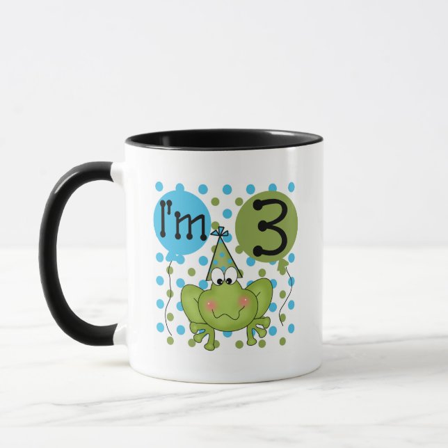 Tasse Grenouille Bleue 3ème Anniversaire Tshirts et cade (Gauche)