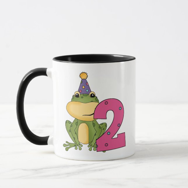 Tasse Grenouille de fête 2e anniversaire T-shirts et cad (Gauche)