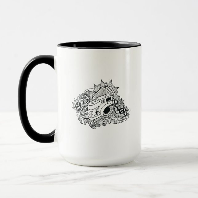 Tasse Griffonnage d'appareil-photo de hippie (Gauche)