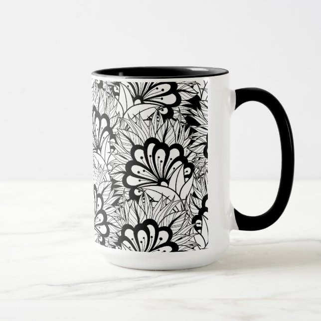 Tasse Griffonnage de motif de fleur (Droite)