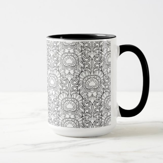 Tasse Griffonnage de motif de plume de paon (Droite)
