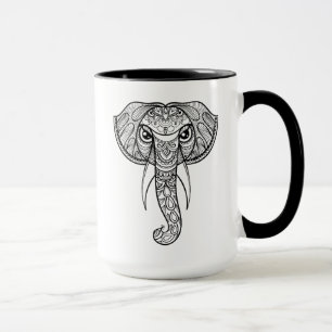 Tasse Griffonnage de tête d'éléphant