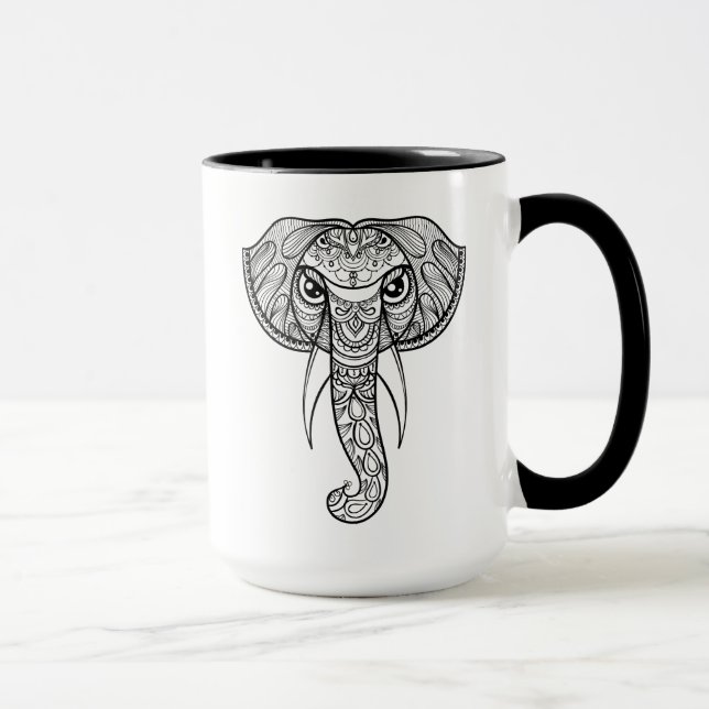 Tasse Griffonnage de tête d'éléphant (Droite)