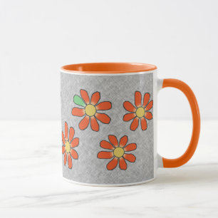 Tasse Gris orange de fleurs graphiques