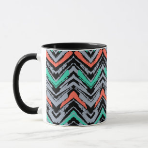 Tasse Gris, Teal, et motif tiré par la main de corail d