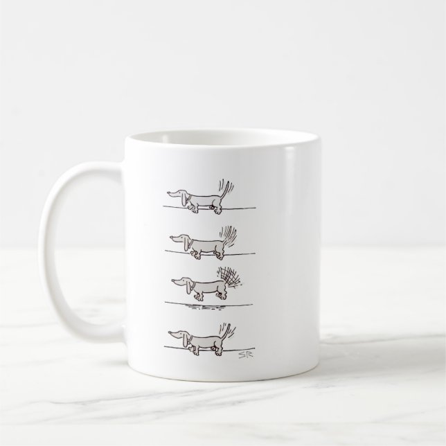 Tasse grise Dachshund volante (Gauche)