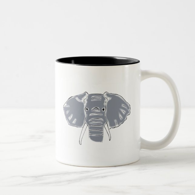 Tasse grise de ton de l'éléphant deux (Droit)