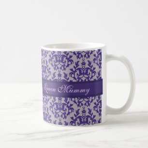 Tasse grise pourpre de damassé de maman de la