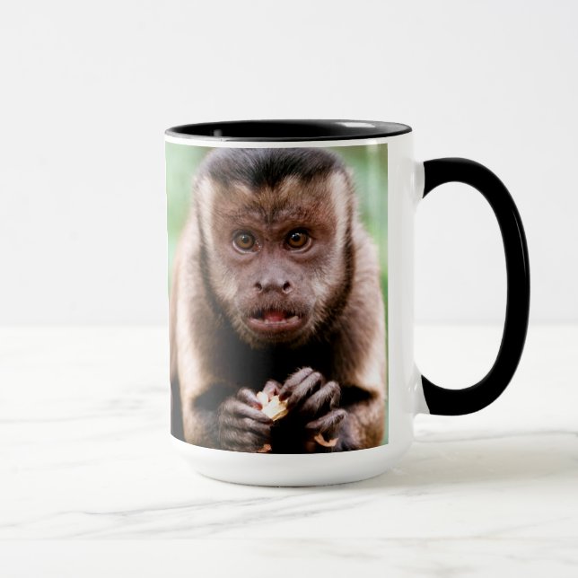 Tasse Gros plan d'un singe capucin à cou noir (Droite)