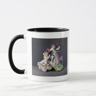 Tasse Groupe de Longton Hall, deux putti avec la chèvre