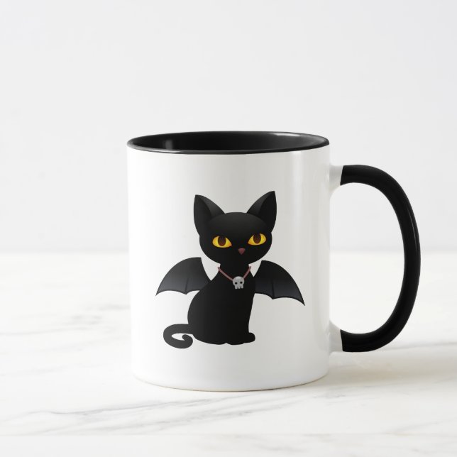 Tasse Halloween Vampire Chat noir avec ailes (Droite)