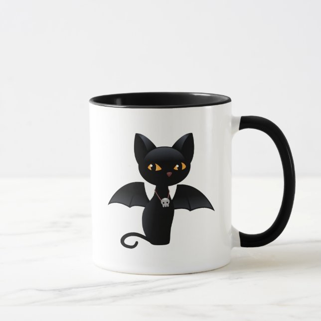 Tasse Halloween Vampire Chat noir avec ailes (Droite)