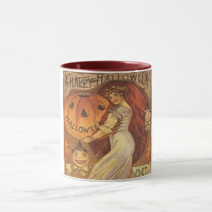 Tasse Halloween Vintage femme et Jack-o'-lantern café