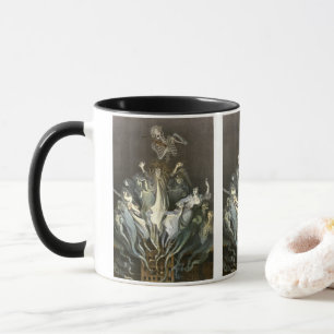 Tasse Halloween vintage, violoniste squelette et fantôme