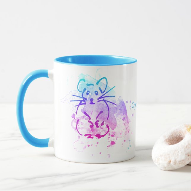 Tasse Hamsters - Aquarelle minimaliste moderne - Ajouter (Avec donut)