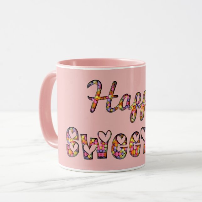 Tasse Happy Sweet 16 mignonne Candy Typographie (Devant gauche)