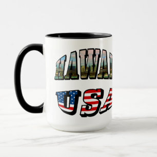 Tasse Hawaii Picture et USA Flag Text