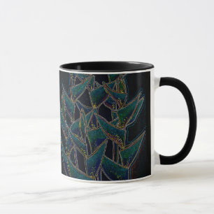 Tasse Heliconia Rostrata Fleurs tropicales Noir floral