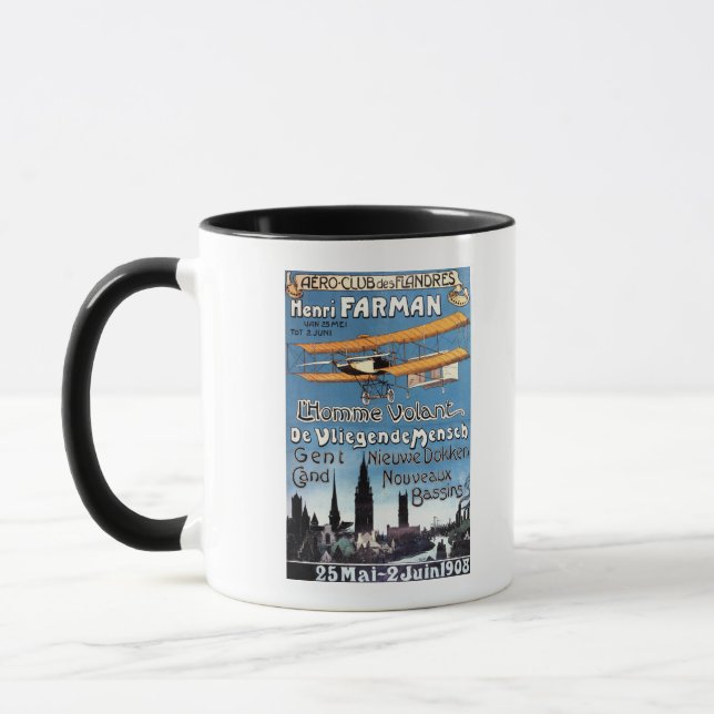 Tasse Henry Farman affiche de l'affiche de l'homme volan (Gauche)