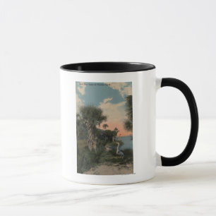 Tasse Héron de grand bleu sur la plage de côte de la