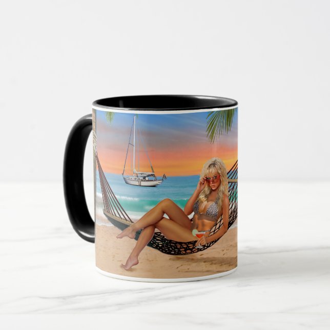 Tasse Heure heureuse sur la plage (Devant gauche)