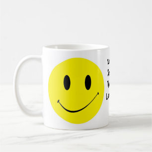 Tasse heureuse de tasse de grimace de sourire de