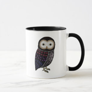 Tasse Hibou de noir d'illustration d'oiseau de faune de