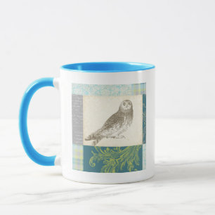 Tasse Hibou gris sur l'arrière - plan de motif